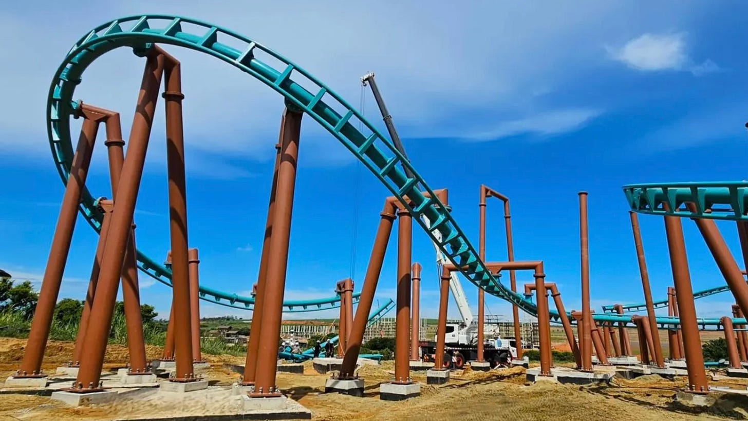 Roller coaster under construction at Cacau Park in Brazil Roller coaster under construction at Cacau Park in Brazil