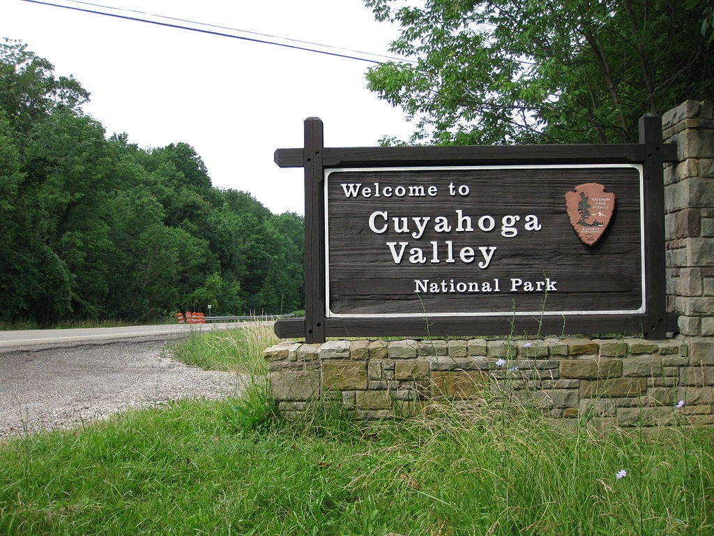 Entrance sign at Cuyahoga Valley National Park Entrance sign at Cuyahoga Valley National Park