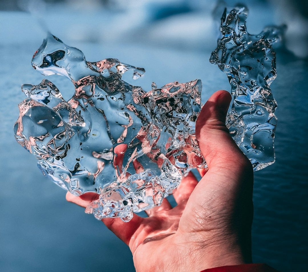 person holding glass figurine