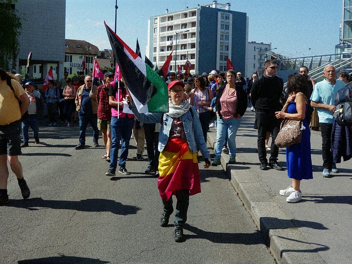 Militants au 1er mai à Annecy pour défendre Gaza et la palestine