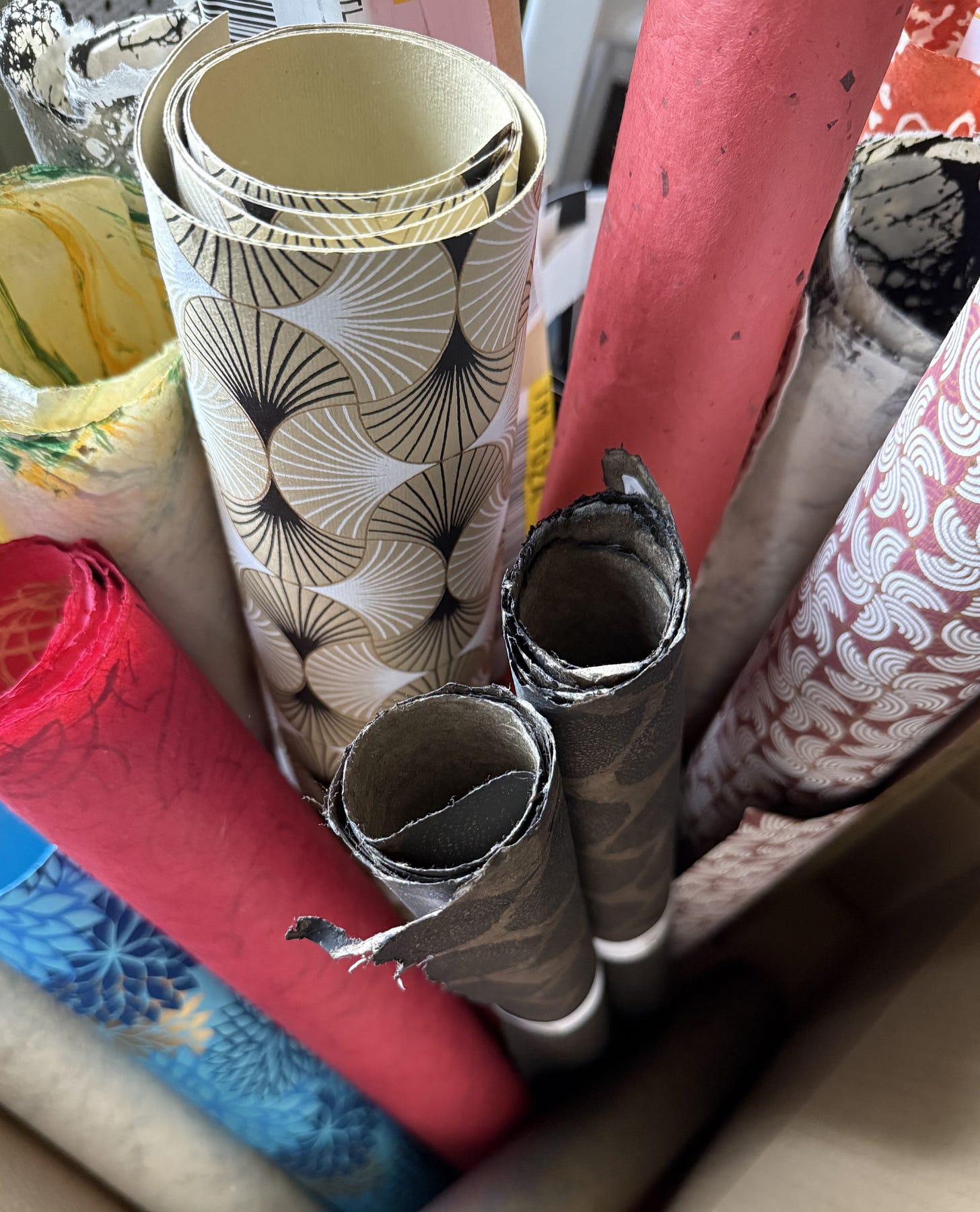rolls of handmade paper in a box rolls of handmade paper in a box