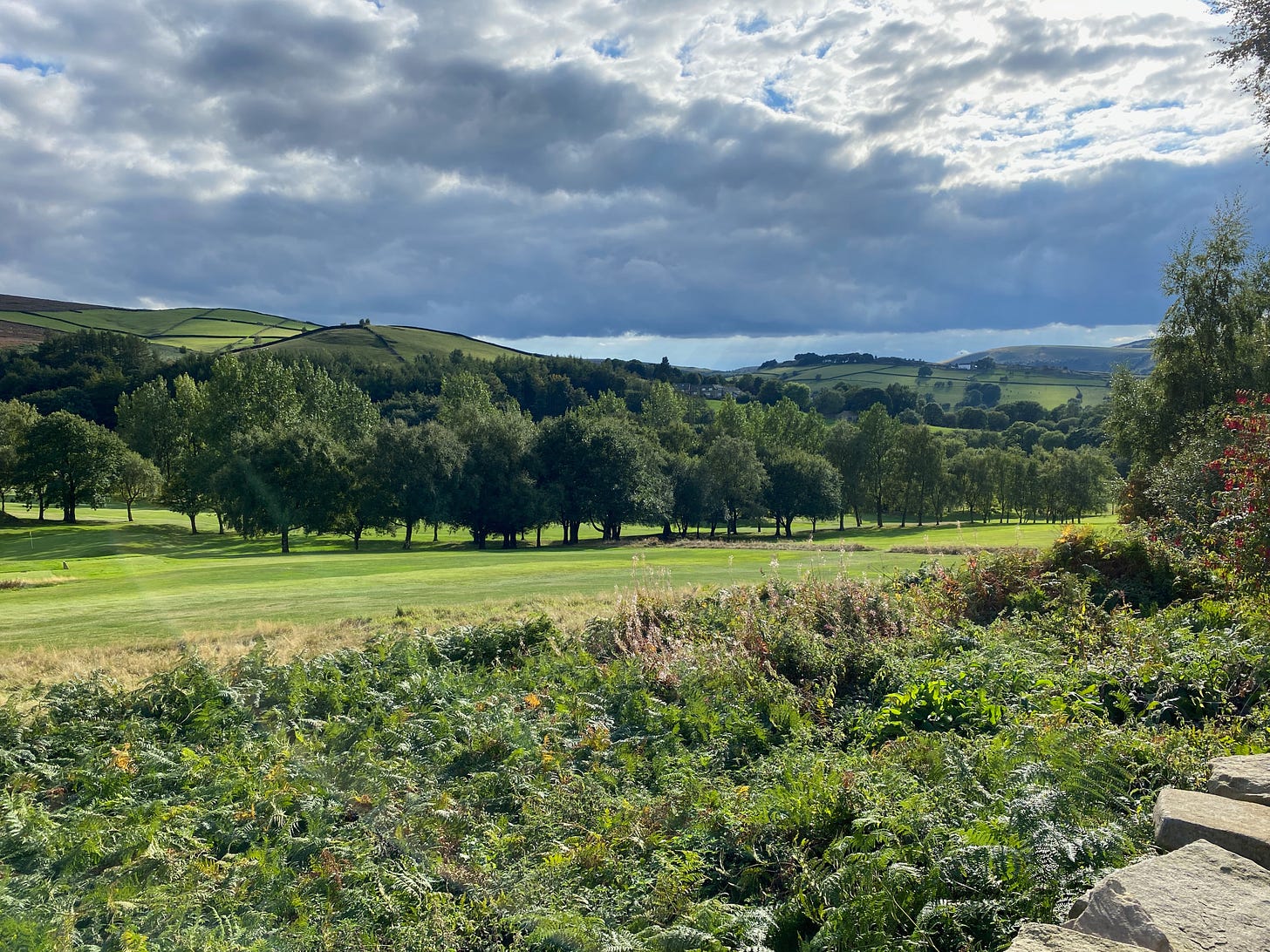 views overlooking Glossop golf club and the Peak District