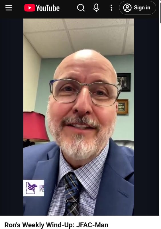 Idaho Legislature — Ron's Weekly Wind-Up: JFAC-Man. Idaho Legislature — Ron's Weekly Wind-Up: JFAC-Man.