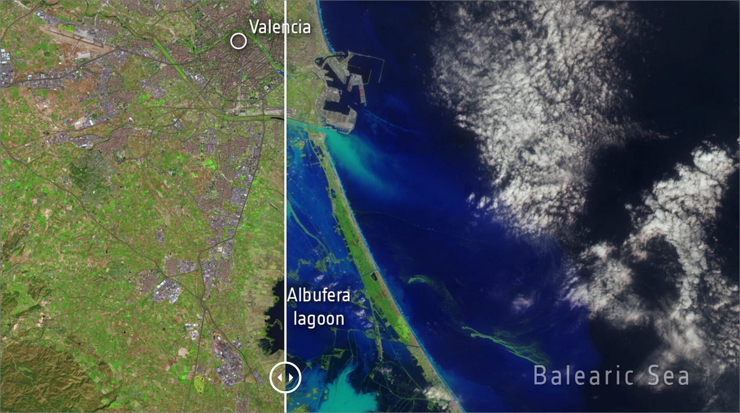 Comparativa satelital de las lluvias en Valencia