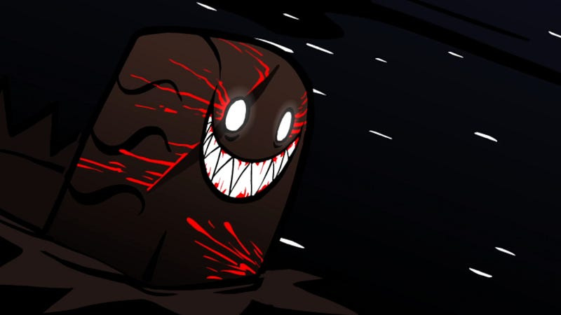 Mr. Snicker smiling while covered in blood in Gangsta Bean 2