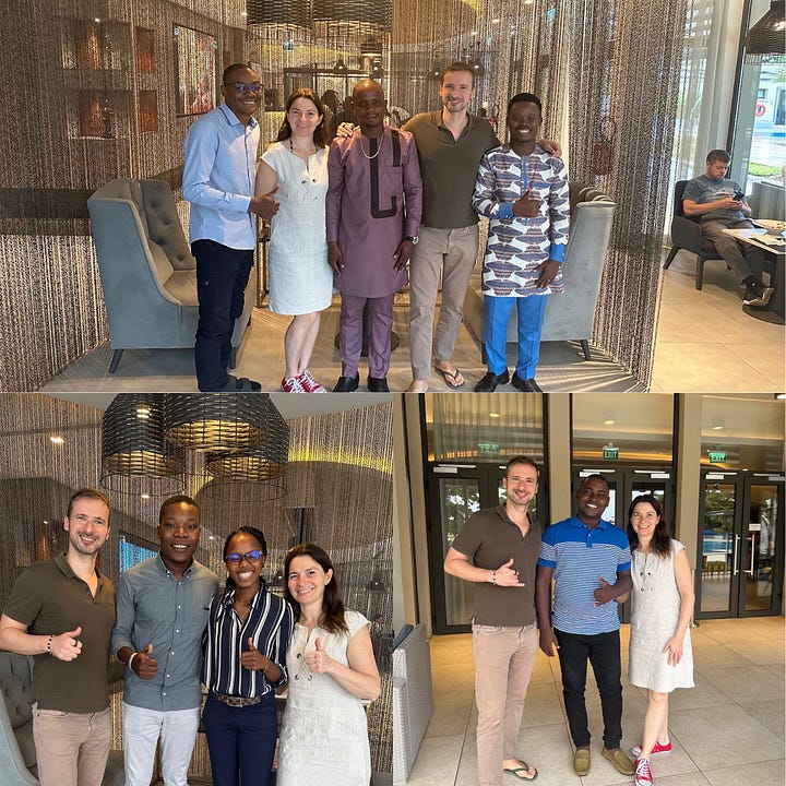 My team in Benin, whom I had the pleasure of meeting for the 1st time during my 1st visit to the country a few months ago. The woman in each photo with me is my COO Elisabeth, who lives in London.