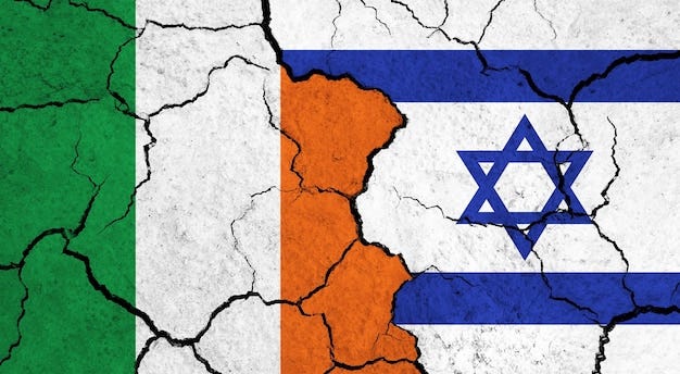 Premium Photo | Flags of Ireland and Israel on cracked surface politics  relationship concept
