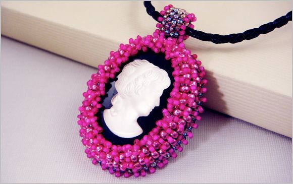 Boston Bead Company bead embroidery cameo Valentines Day beading workshop Cambridge MA Boston Bead Company bead embroidery cameo Valentines Day beading workshop Cambridge MA