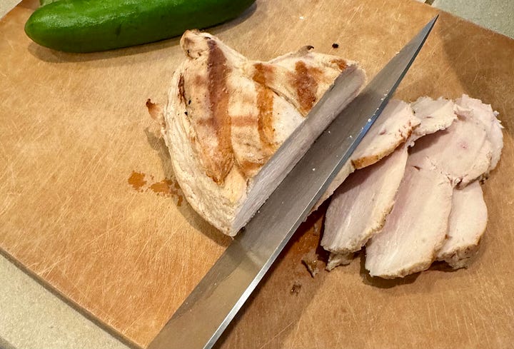 chopped chicken and veggies
