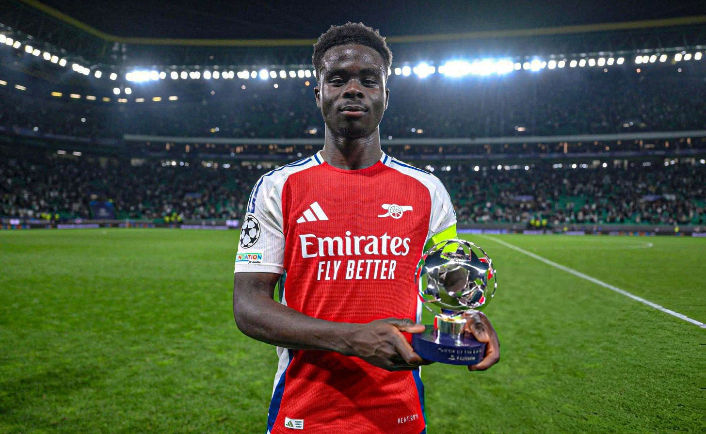 Bukayo Saka named in UEFA Champions League Team of the Week - now.arsenal
