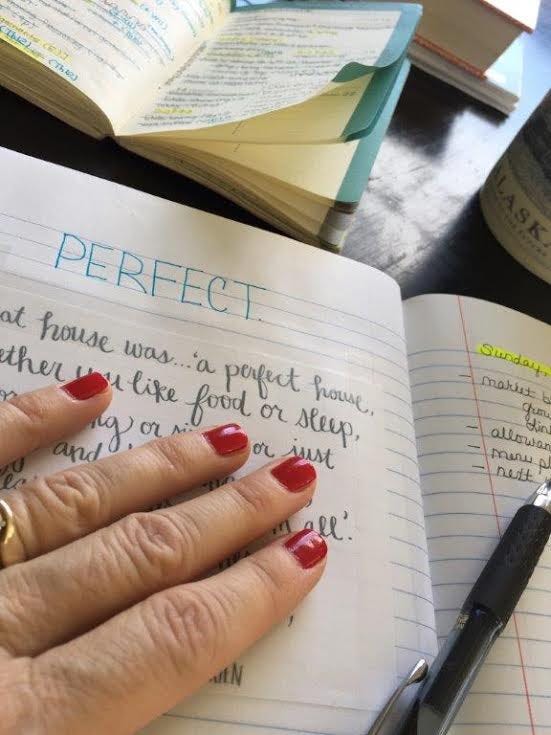 home quote, red nails, nbj, sm appt book, pen