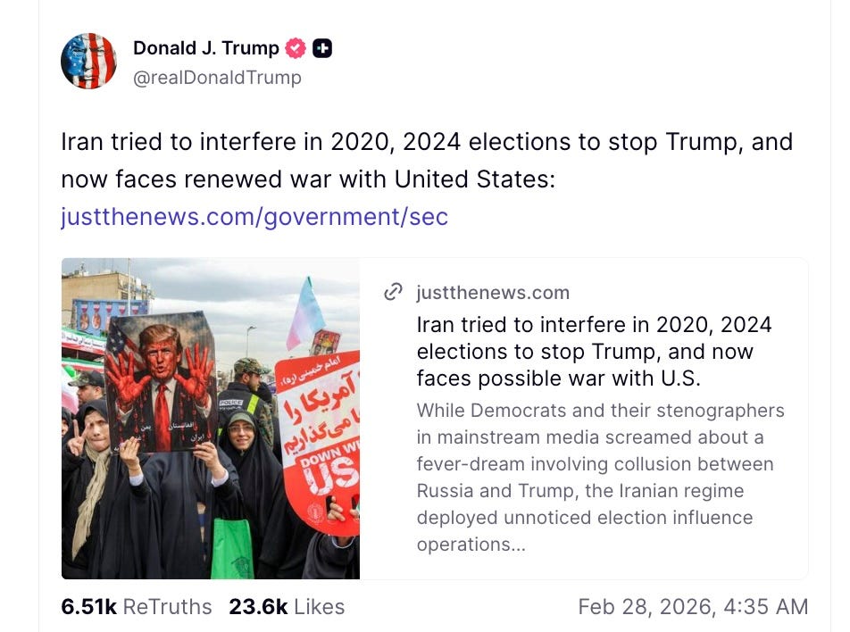 Iran tried to interfere in 2020, 2024 elections to stop Trump, now faces renewed war with the United States: