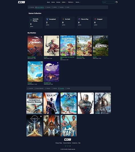 Mockups of CriticDB final website design