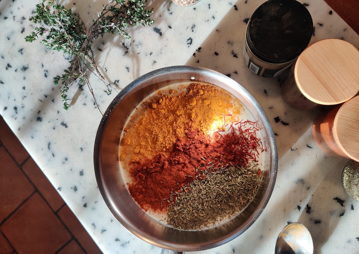 The spiced cream being prepared