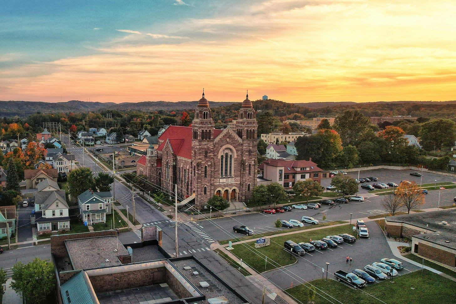 Saint Peter Cathedral in Marquette at Sunset · Free Stock Photo