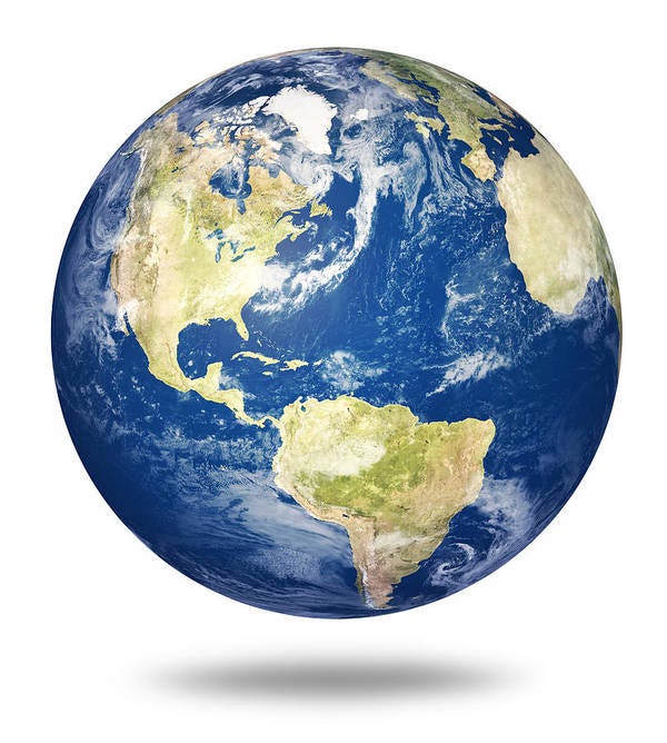 Argentina Art Print featuring the photograph Planet earth on white - America by Johan Swanepoel