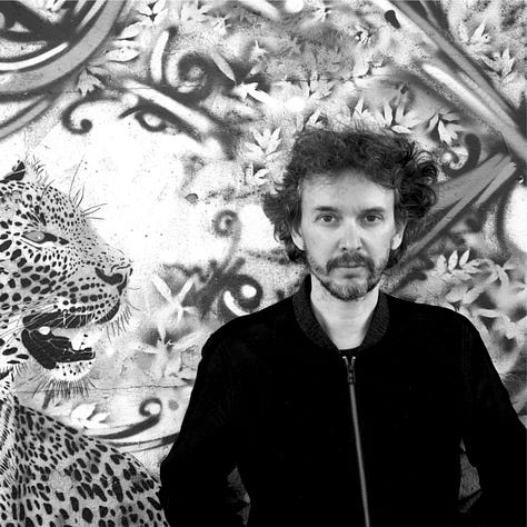 Photo of Philippe Deschamps, his album cover, and the movie poster cover image