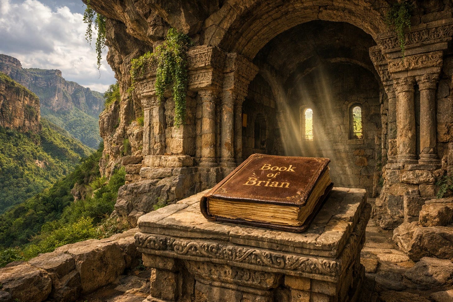 Temple in Ethiopian mountains housing a sacred book named Book of Brian