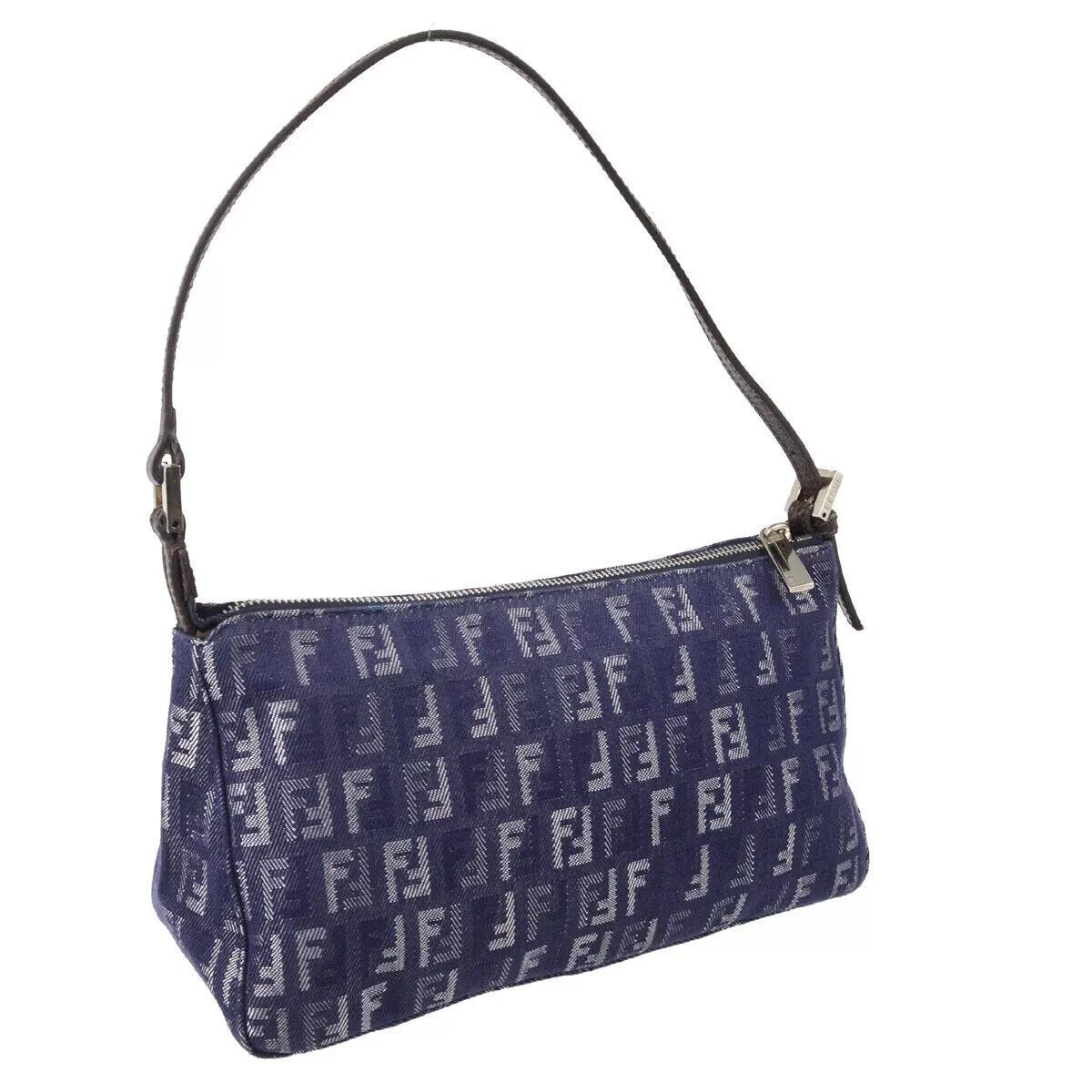 FENDI Zucca Pochette Denim Bag FENDI Monogram FF Baguette Vintage 100% Authentic - Picture 1 of 10