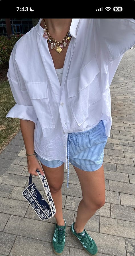 people wearing blue and white shorts with white tops