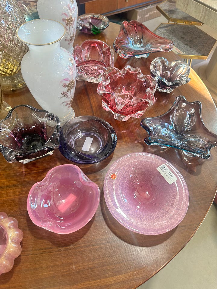murano glass at Round Top antiques fair