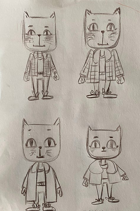 Sketches for Urban Cat Character Design
