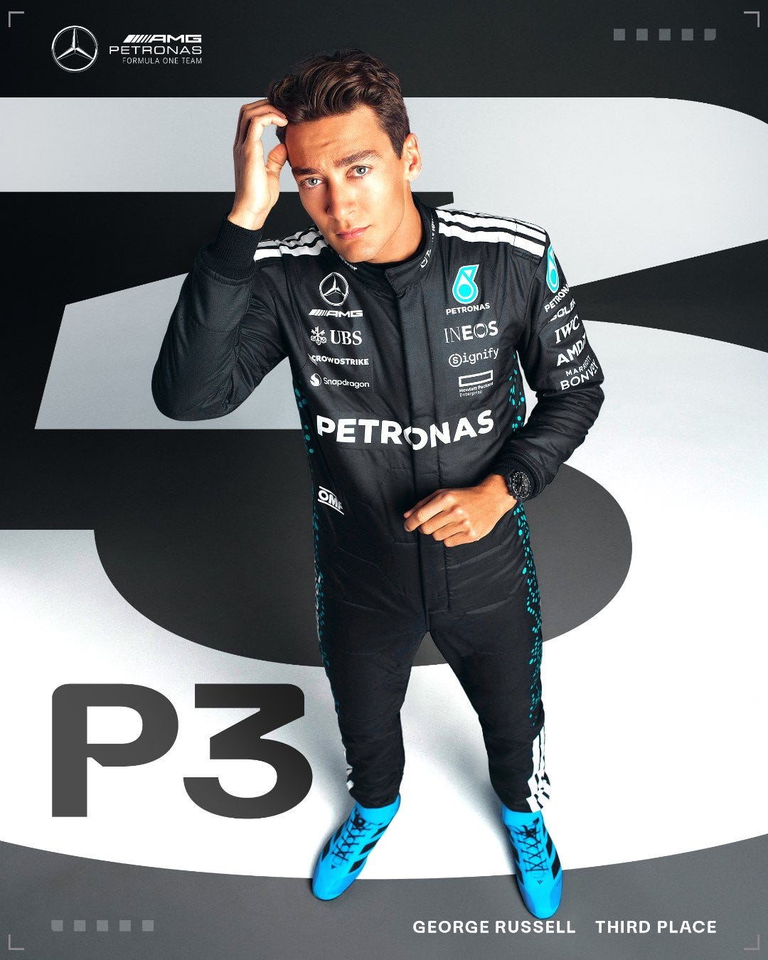 Our results graphic that shows George Russell P3 for the Sao Paulo GP sprint race