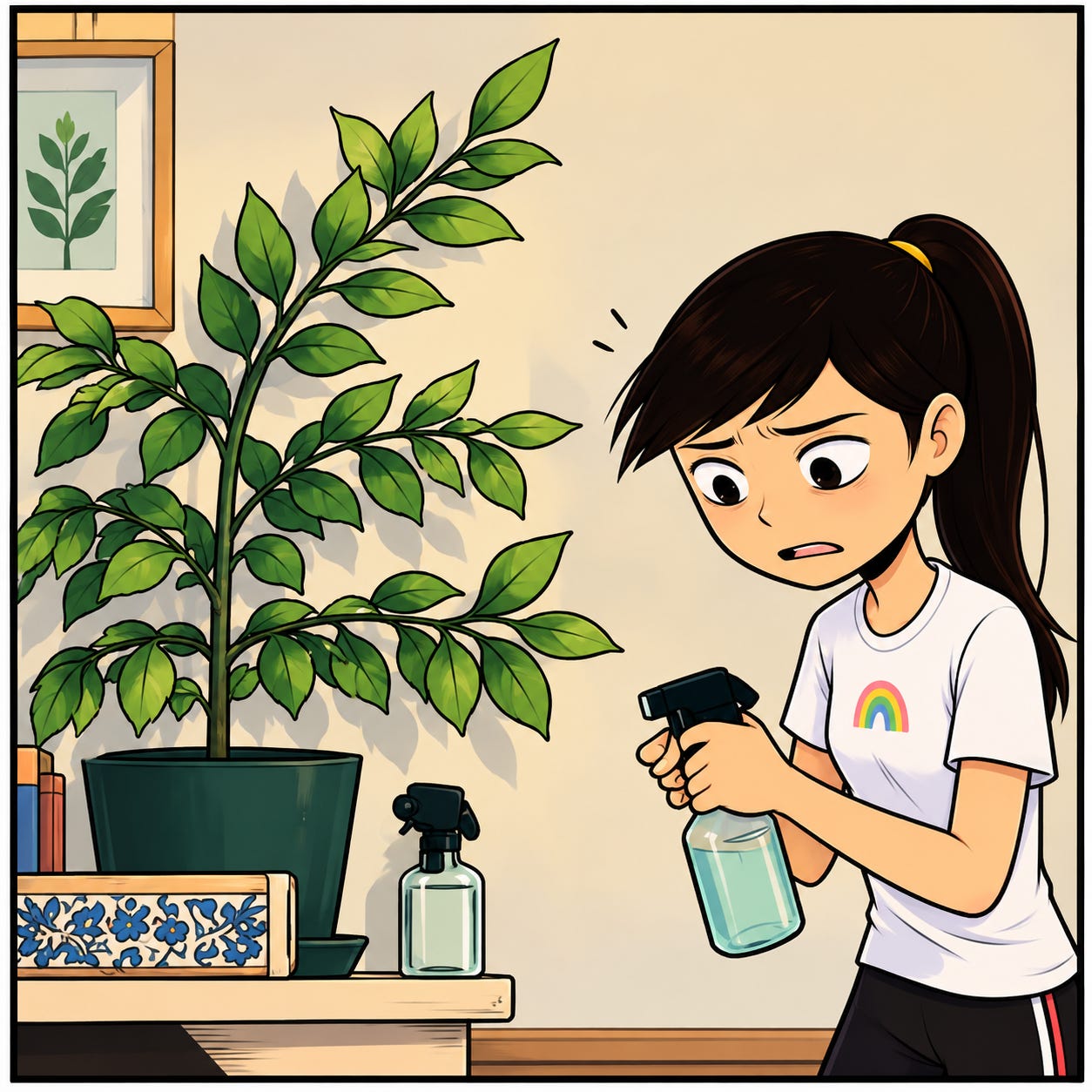 Zara overthinks plant-sitting