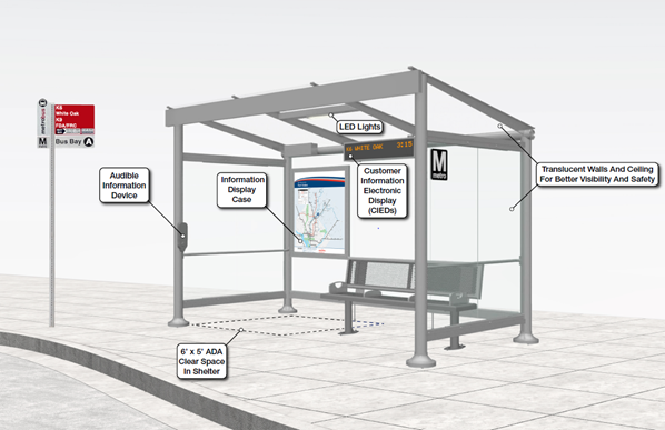New single bus shelter design rendering New single bus shelter design rendering