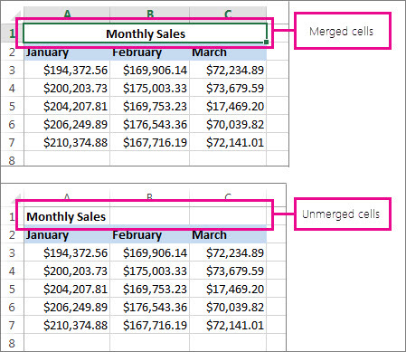 Merge and unmerge cells - Microsoft Support