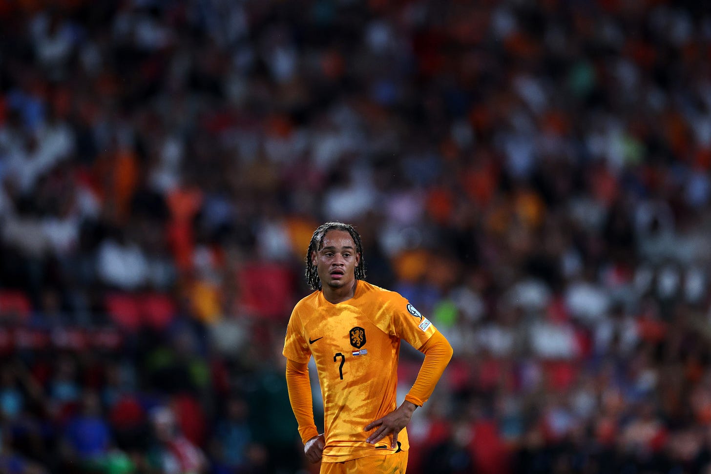 Xavi Simons playing for the Netherlands