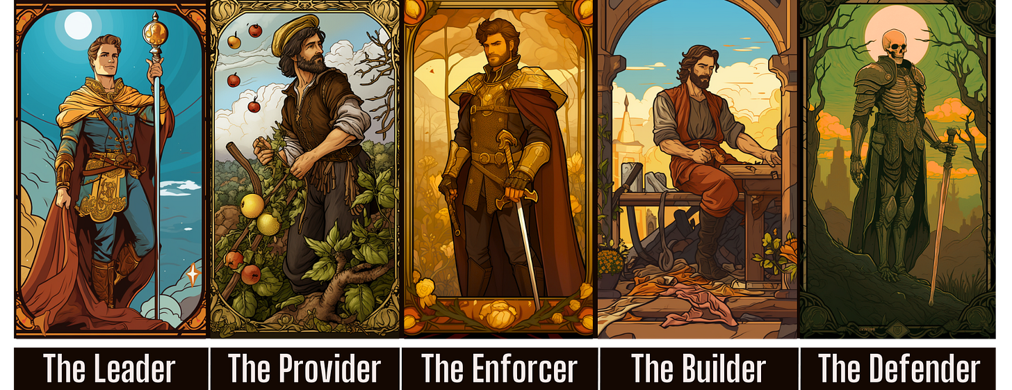 The Leader, The Provider, The Enforcer, The Builder, The Defender