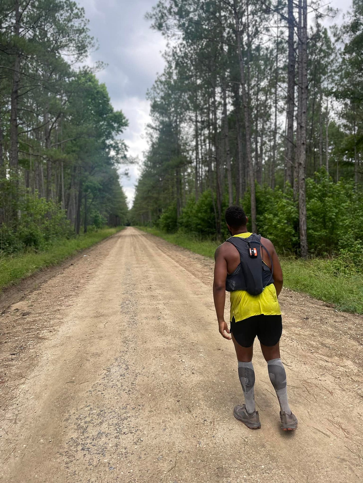 May be an image of 1 person, standing, nature, tree and road