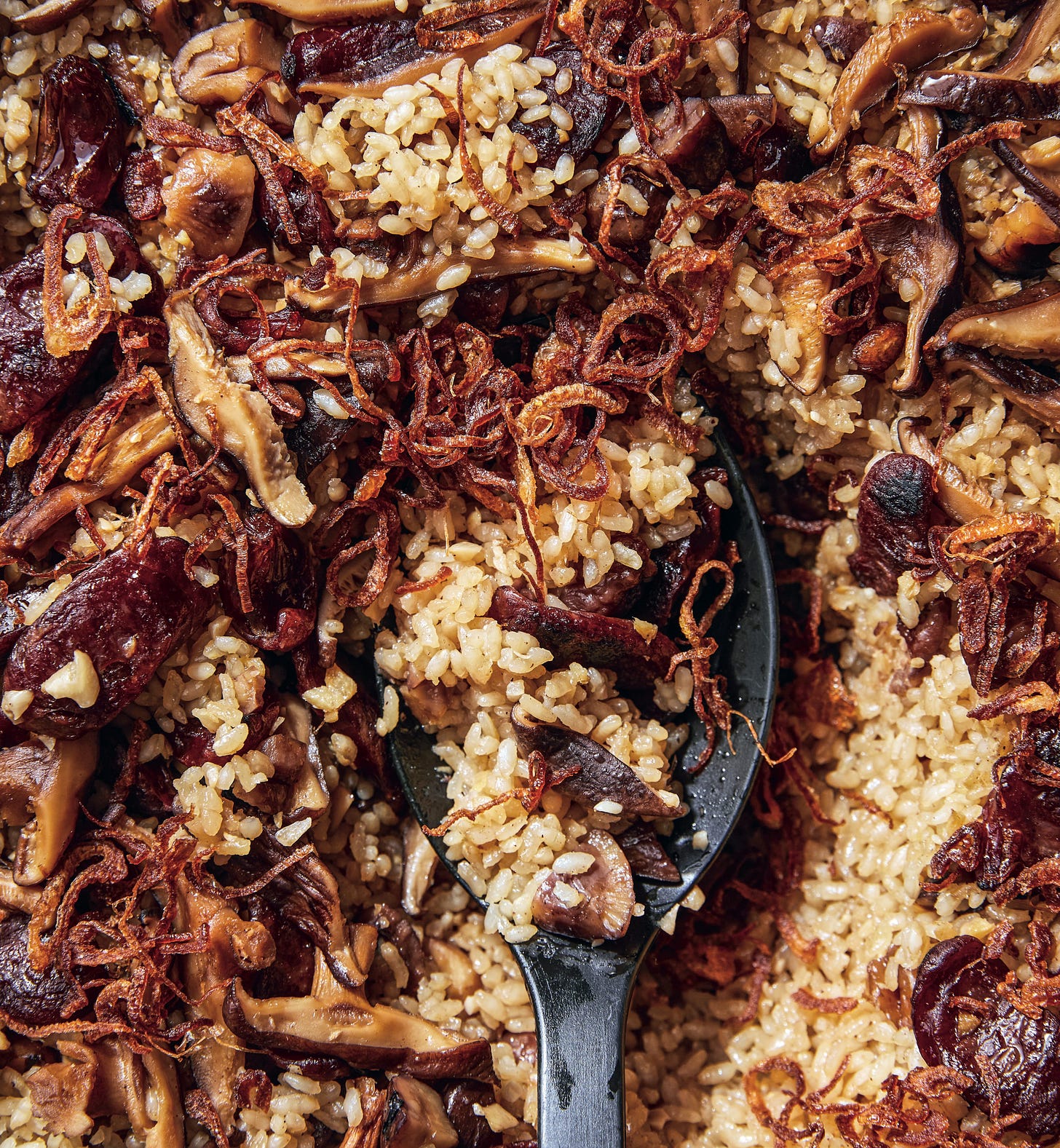 Padma Lakshmi's Rice “Stuffing” with Chinese Sausage & Shiitake Mushrooms
