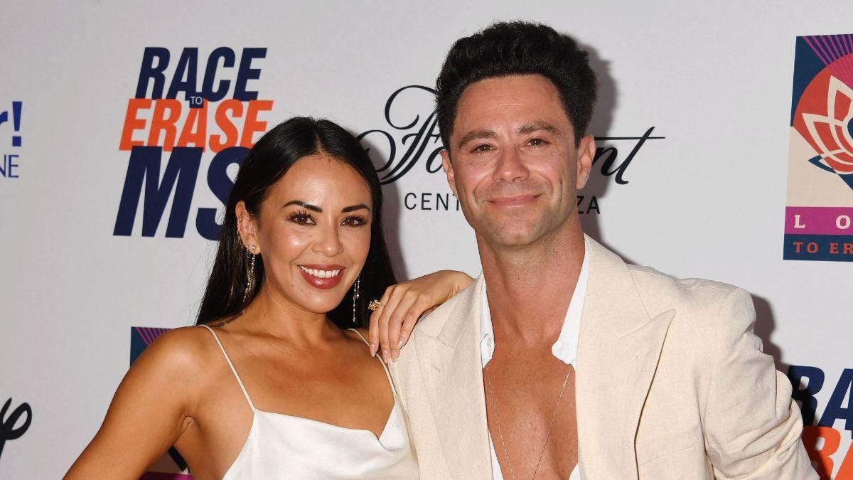 Photo of Janel Parrish and Sasha Farber. Photo of Janel Parrish and Sasha Farber.