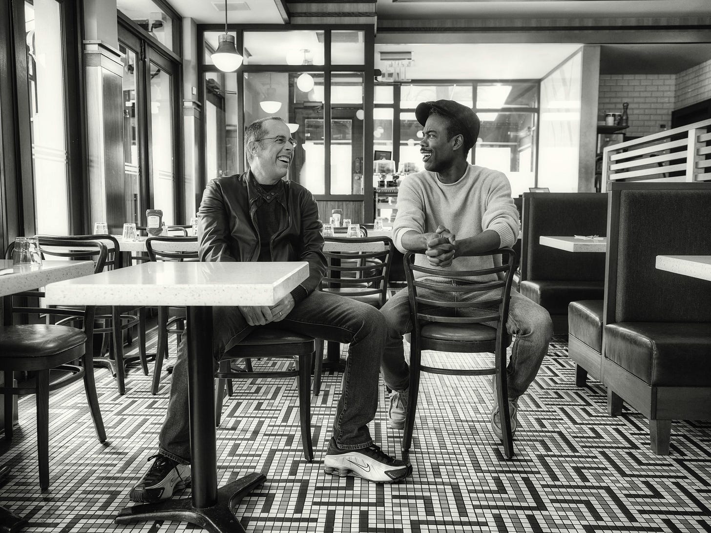 Comedians Jerry Seinfeld and Chris Rock talk about their friendship, Netflix Comedy Specials Tamborine and 23 Hours to Kill, and Today's Golden Age of Stand-up. Comedians Jerry Seinfeld and Chris Rock talk about their friendship, Netflix Comedy Specials Tamborine and 23 Hours to Kill, and Today's Golden Age of Stand-up.