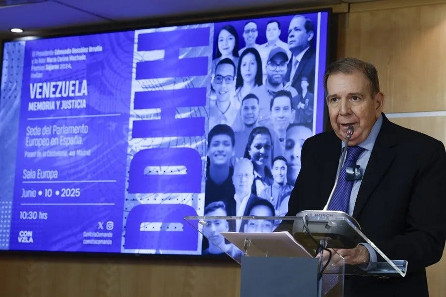 Fotografía de archivo del líder opositor venezolano Edmundo González participando en la sesión "Europa escucha a Venezuela: Memoria, Justicia y Libertad" en Madrid. EFE/ J.J. Guillén