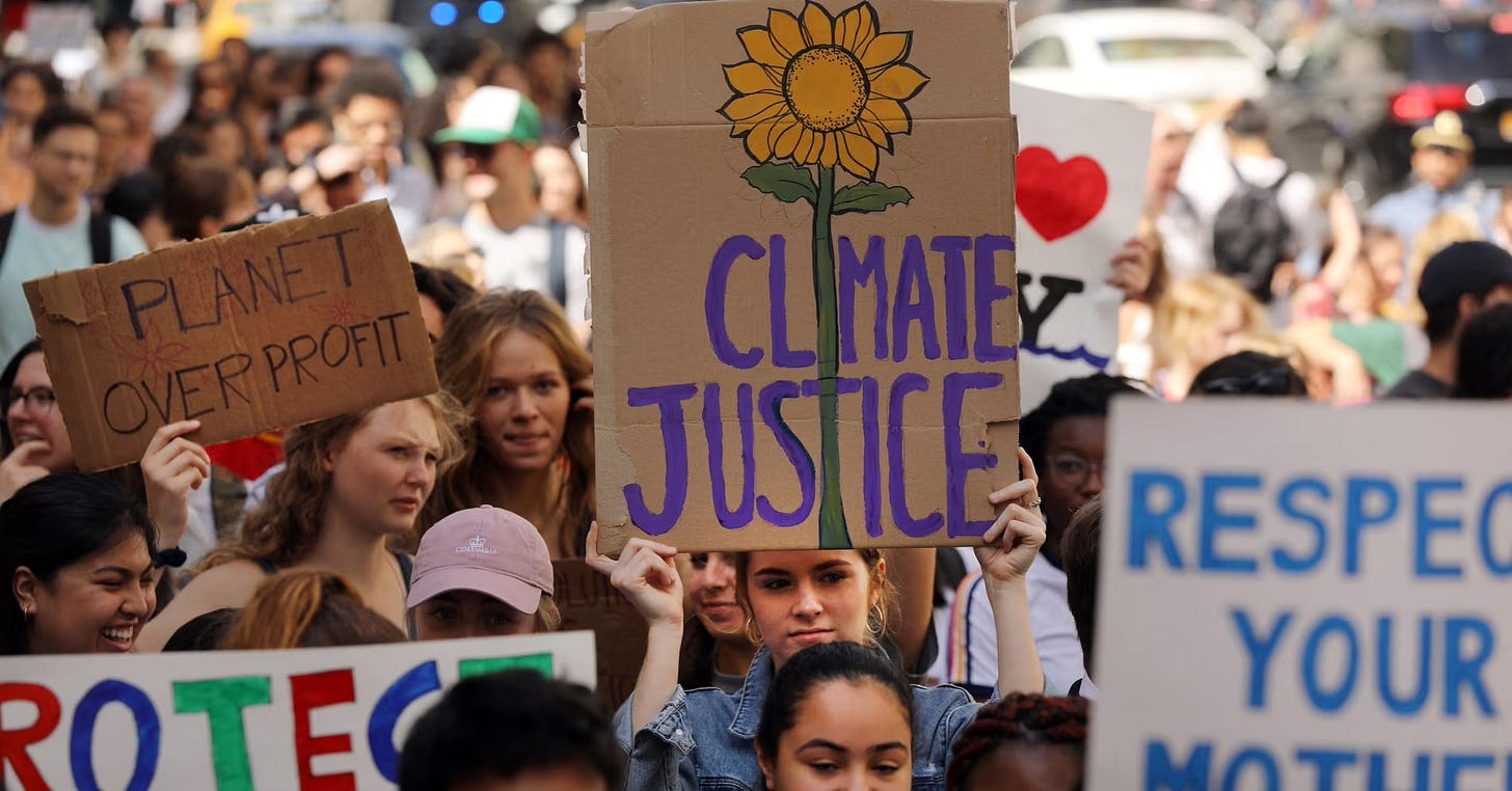 People march as they take part in a strike to demand action on the global climate crisis on 20 September 2019 in New York City. Photograph: Spencer Platt/Getty Images People march as they take part in a strike to demand action on the global climate crisis on 20 September 2019 in New York City. Photograph: Spencer Platt/Getty Images