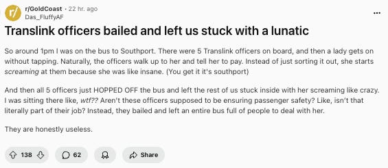 Translink officers bailed and left us stuck with a lunatic in Southport