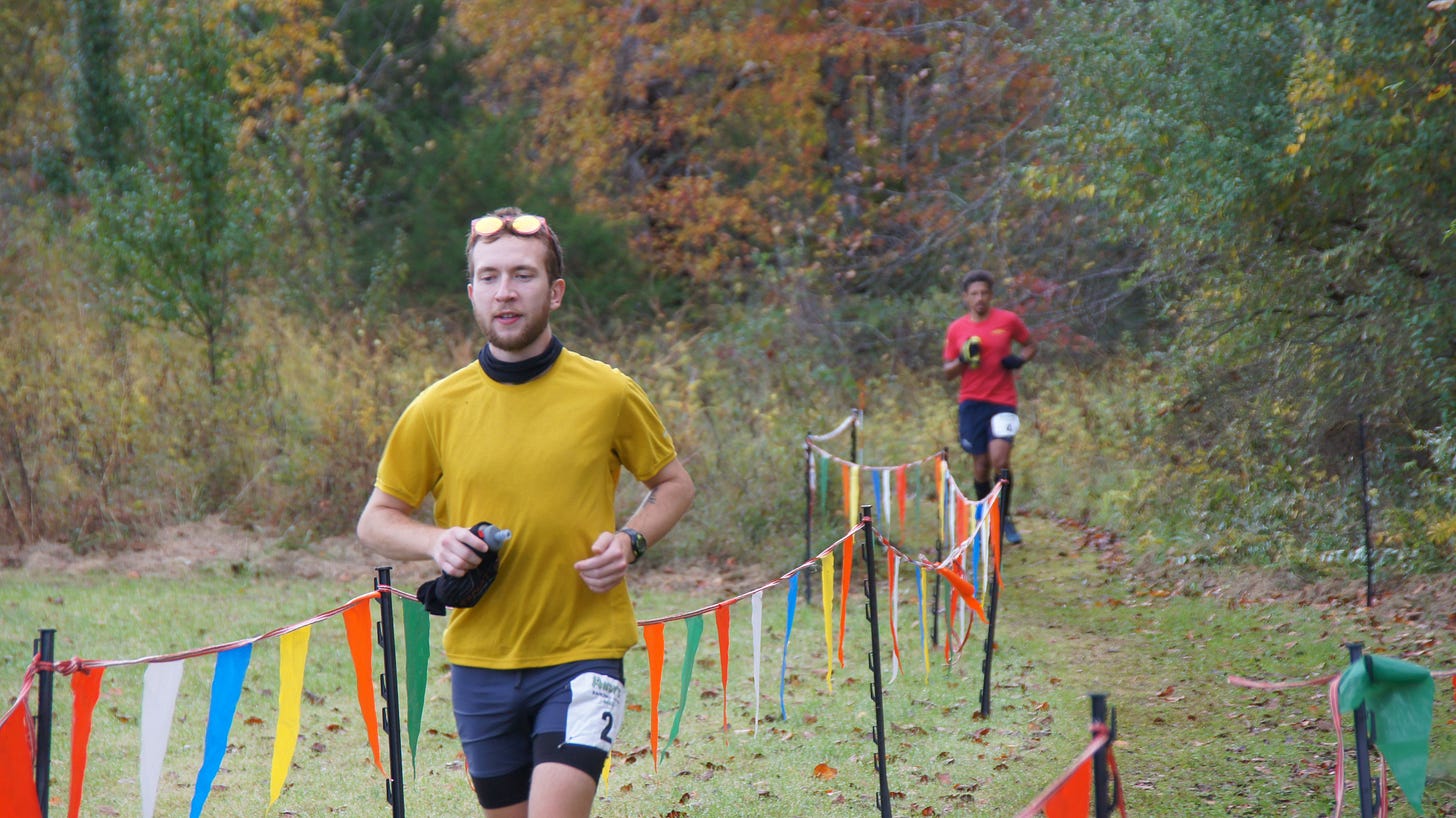 Finishing a loop with Marc close behind