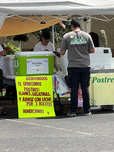 pcitures of various mexican food and vendors at the Sacred Heart of Jesus Church in Anniston Alabama annual festival