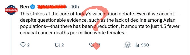Is he really claiming that HPV vaccines don’t work in Asian Americans?