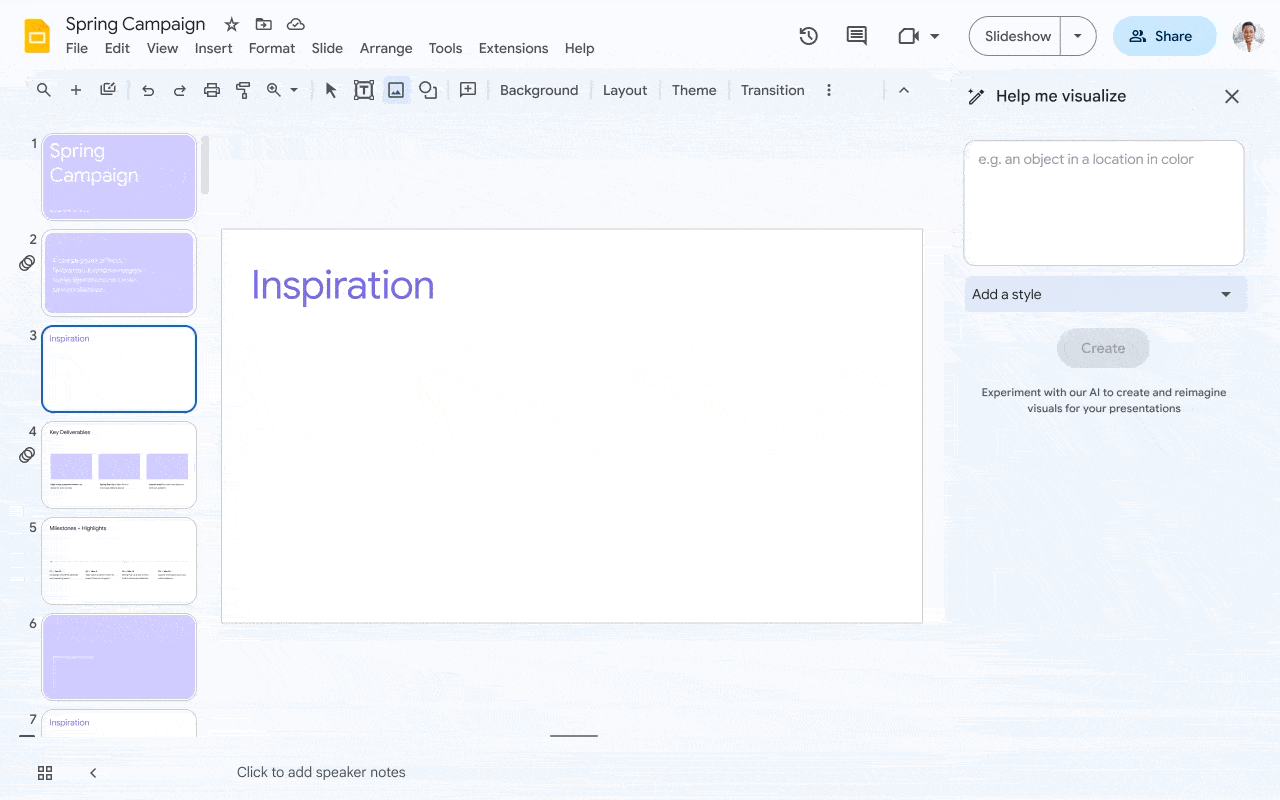 Google Slides : Duet AI