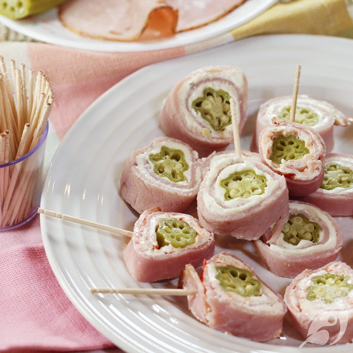 Ham Roll-Ups a.k.a. Minnesota Sushi, Okra Dokies, or Traditional… light background 728x728 px Ham Roll-Ups a.k.a. Minnesota Sushi, Okra Dokies, or Traditional… light background 728x728 px