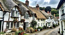 An old-fashioned village street.