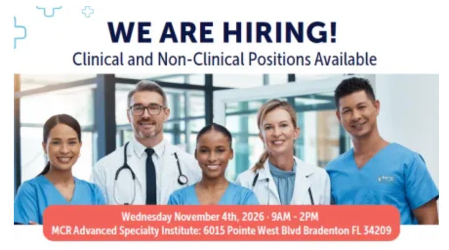 MCR Health to Host Hiring Event November 4 in Bradenton
