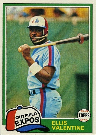 1981 topps ellis valentine