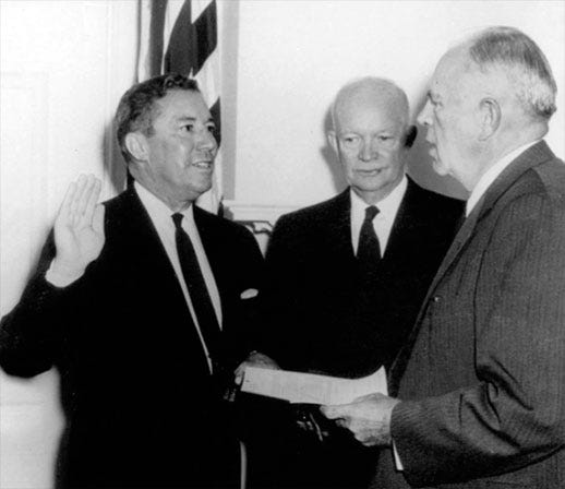 November 1, 1958: Elwood R. Quesada takes the oath as FAA's first Administrator. November 1, 1958: Elwood R. Quesada takes the oath as FAA's first Administrator.