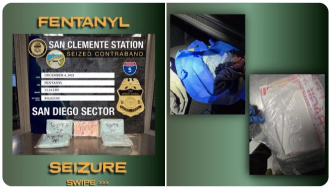 12 pounds of fentanyl seized on December 4, 2025. 