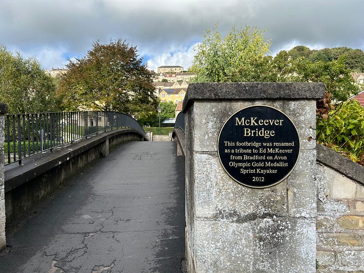 Two plaques on the bridge crossing the River Avon, Bradford on Avon. 1. Jazz Carlin 2 Ed McKeever Images: Roland's Travels